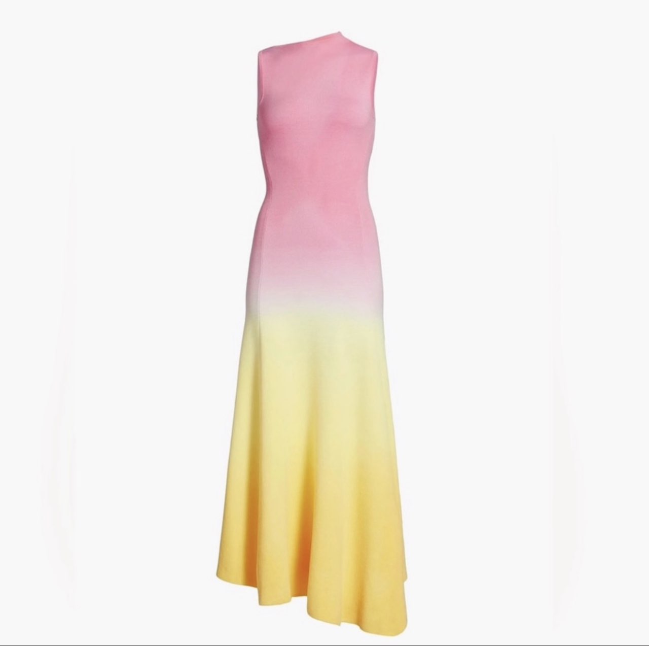 Acler Pink and Yellow Ombre Mock Neck Maxi Dress