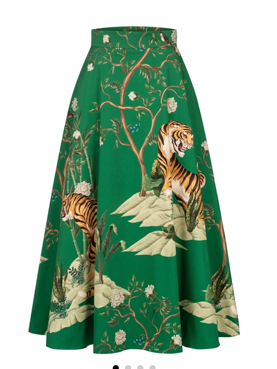 Green Tiger Print Maxi Skirt