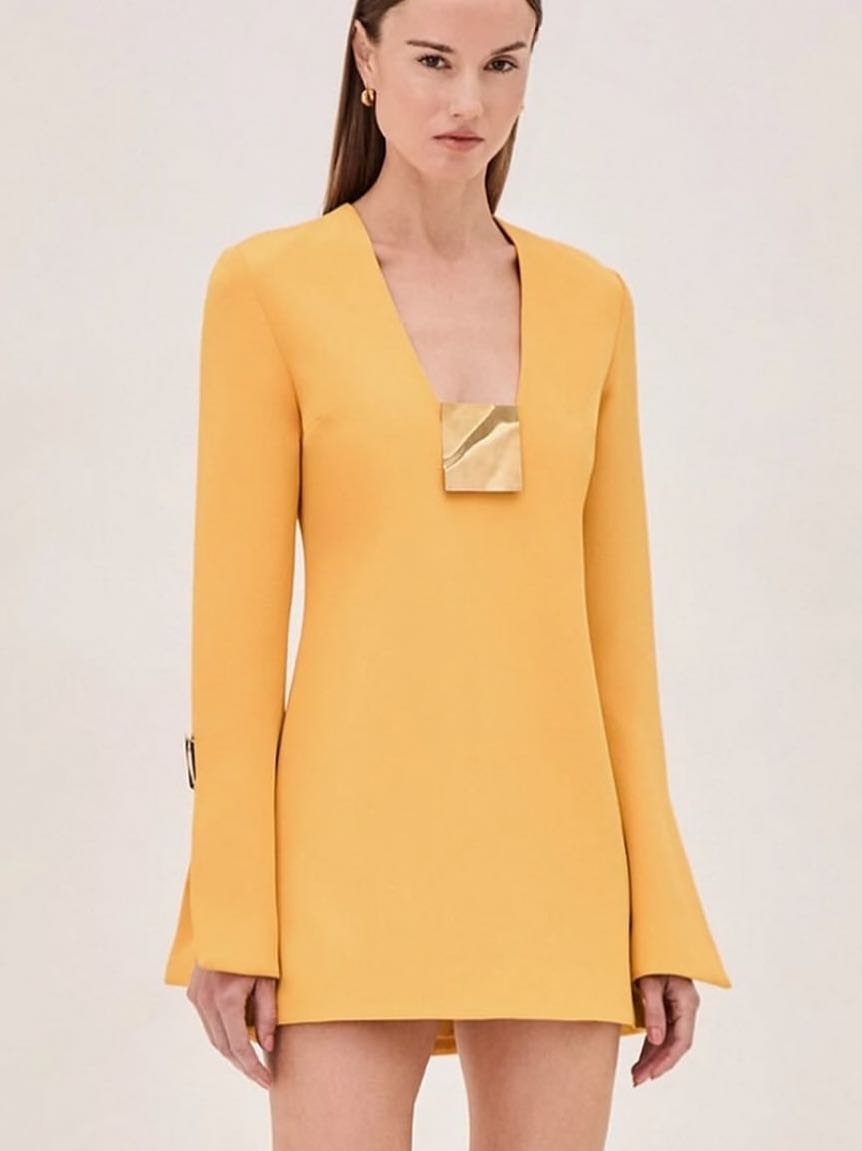 Yellow long sleeve dress