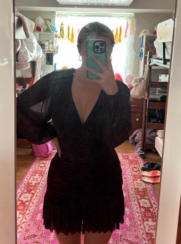 Metallic Ruched Mini Dress