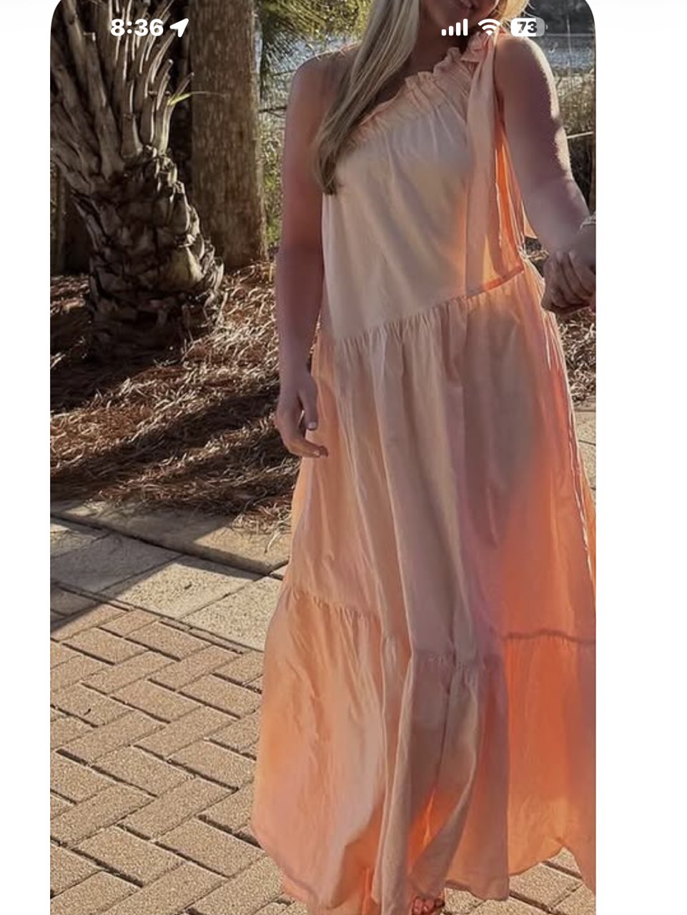 Orange One-Shoulder Bow Tiered Maxi Dress