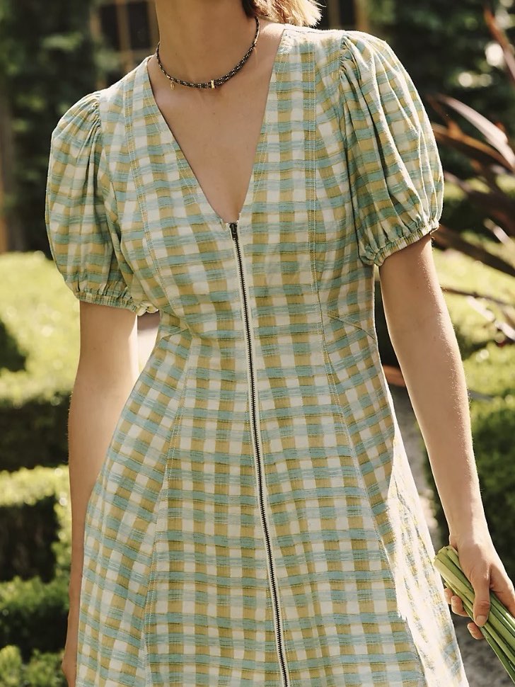 Gingham Puff Sleeve Midi Dress