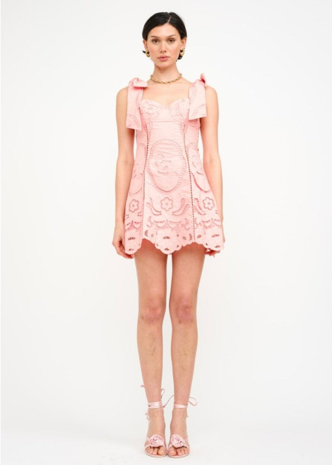 Eyelet Pink Mini Dress