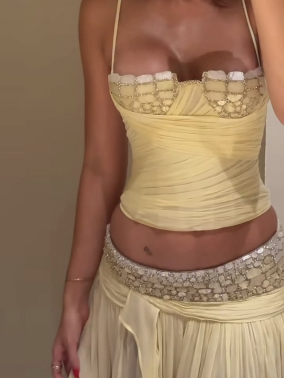 Yellow Embellished Two-Piece Set