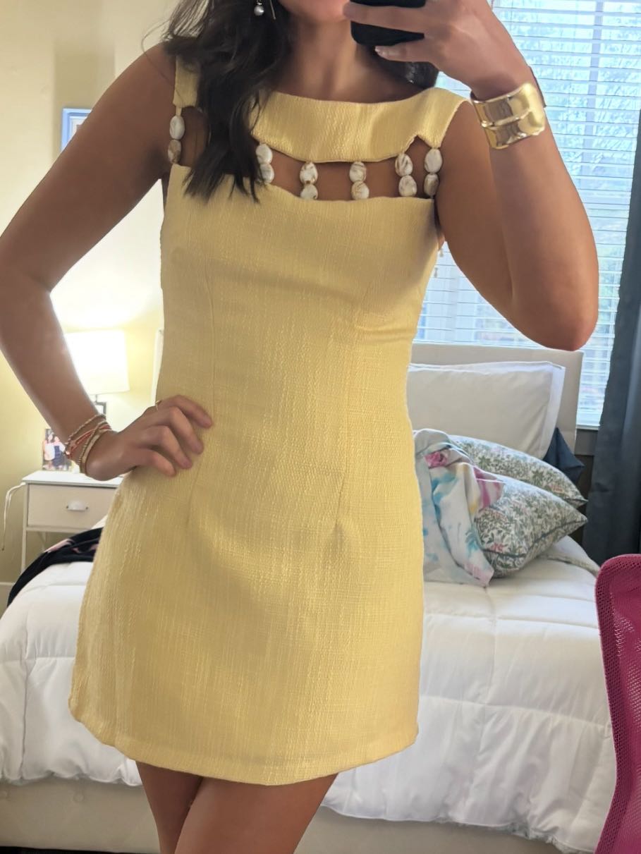 Yellow beaded dress