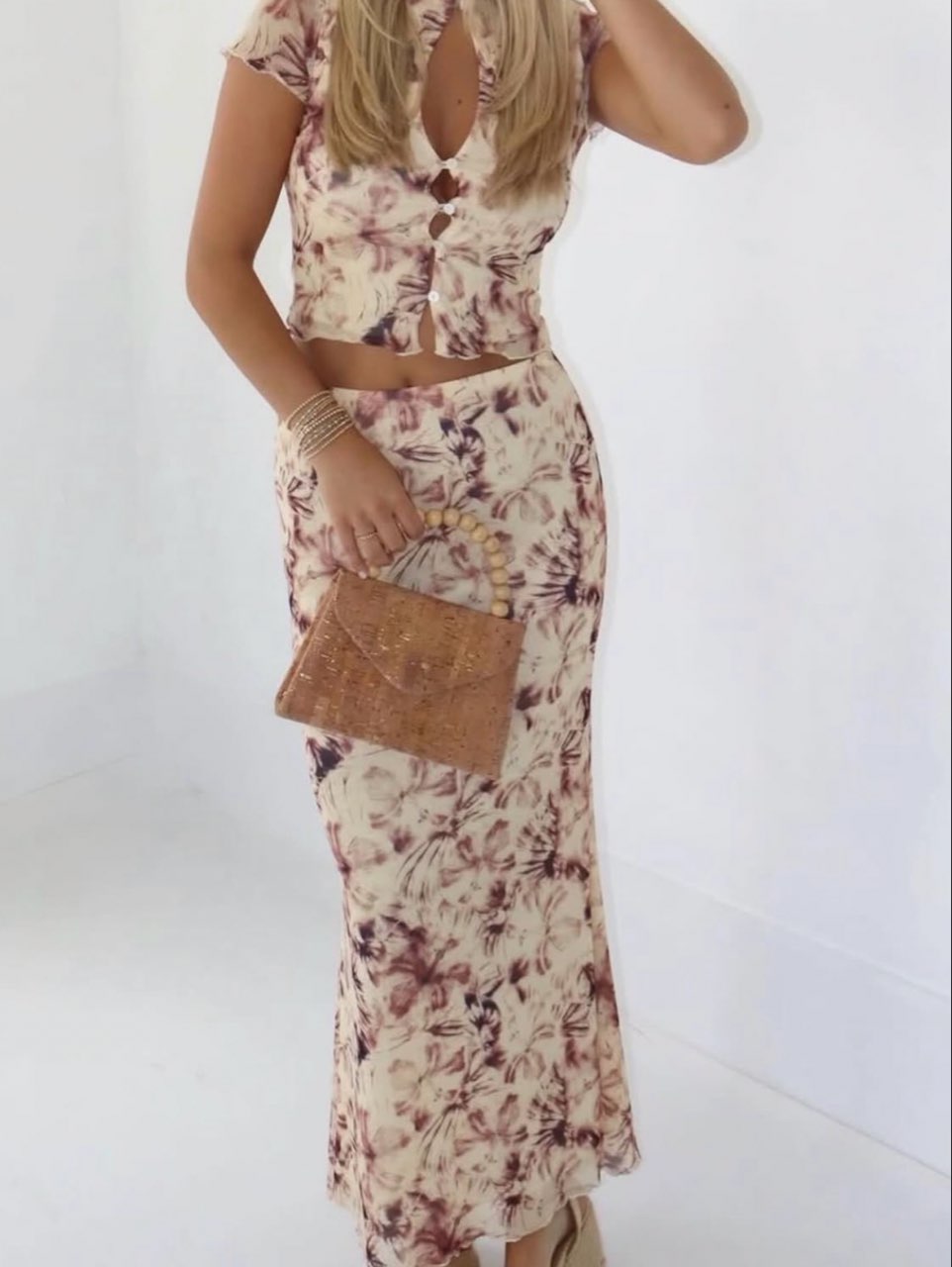 Floral Crop Top and Maxi Skirt Set