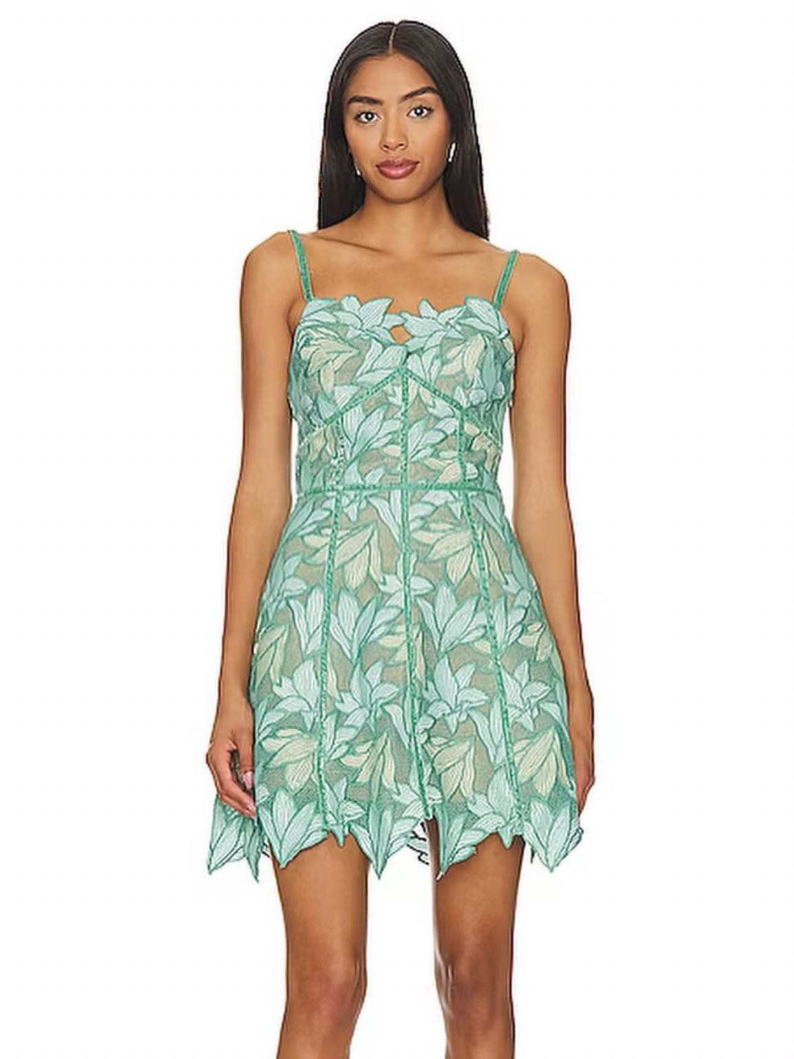 Green floral mini dress