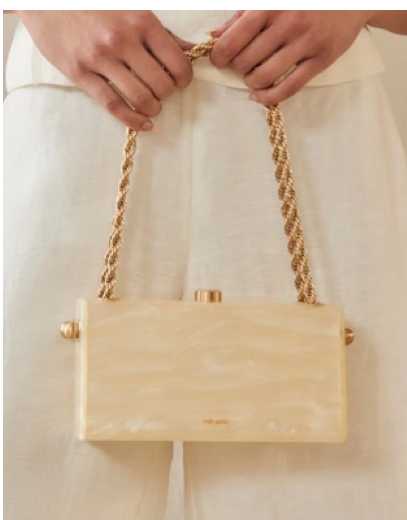 Cult Gaia Marbled Acrylic Clutch with Gold Chain