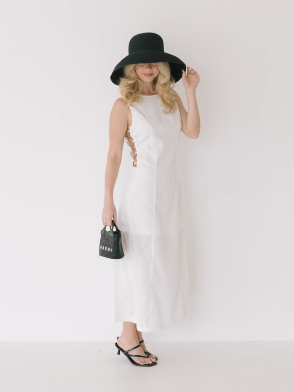 White midi with silver rings on slit