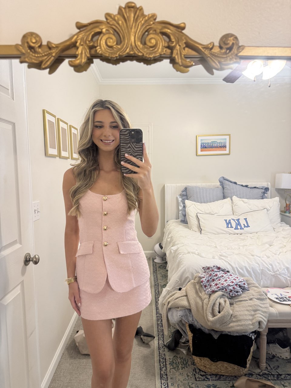 Pink Tweed Two-Piece Set