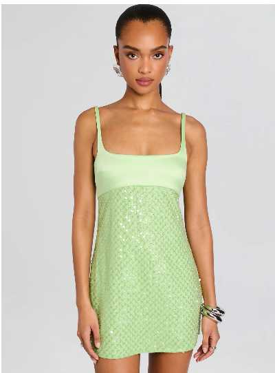 Lime Green Sequin Mini Dress