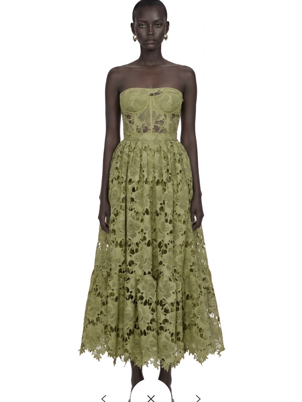 Inès Lace Floral Embroidered Cut-Out Midi Dress