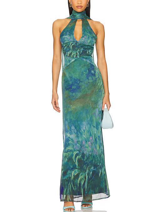 “Monet” Art Halter Maxi Dress