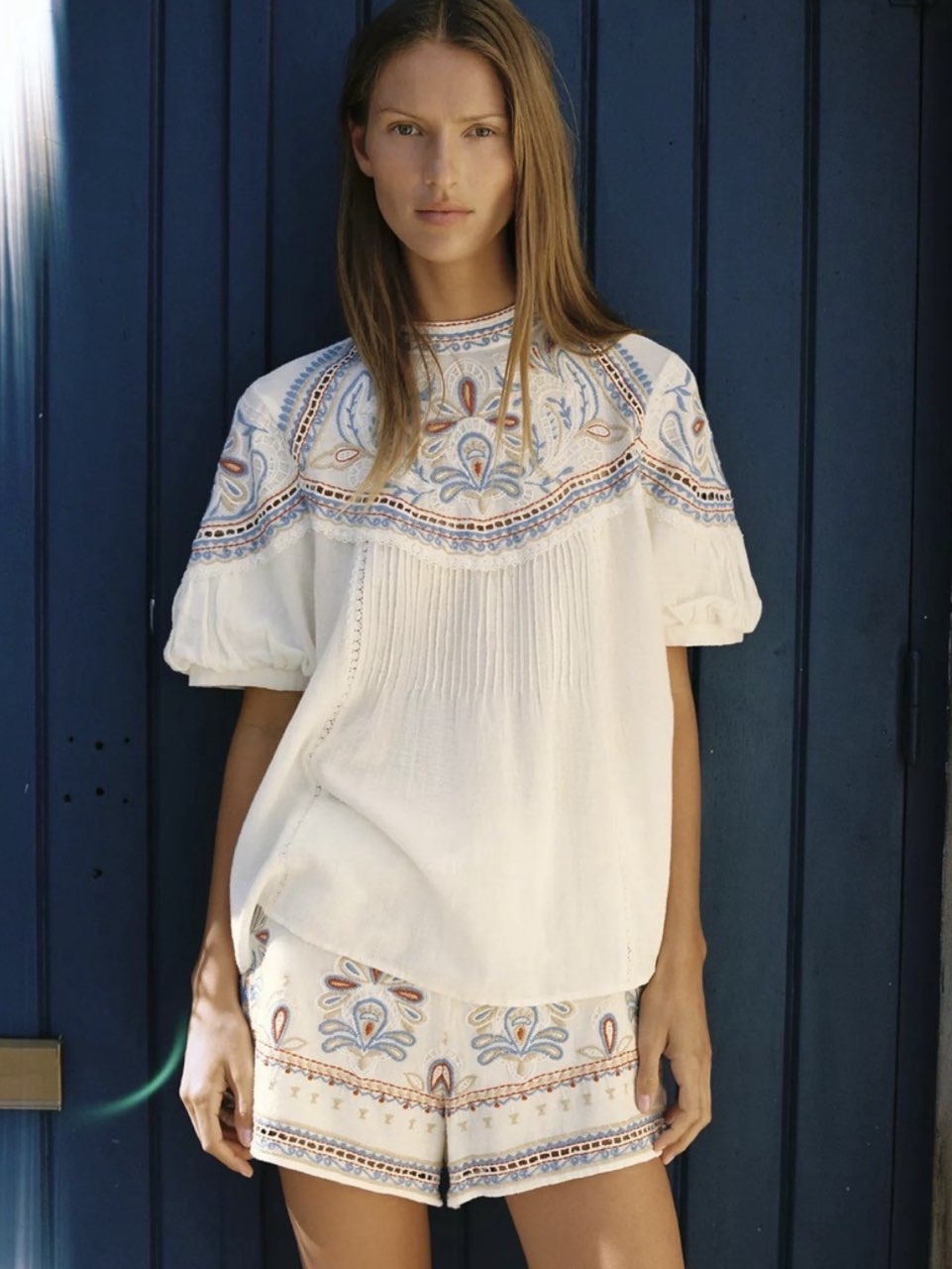 Ivory Embroidered Shorts Set