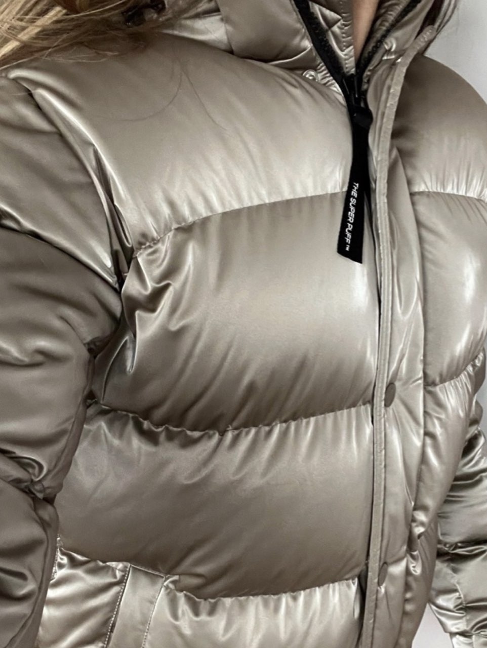 Metallic Taupe Puffer Jacket