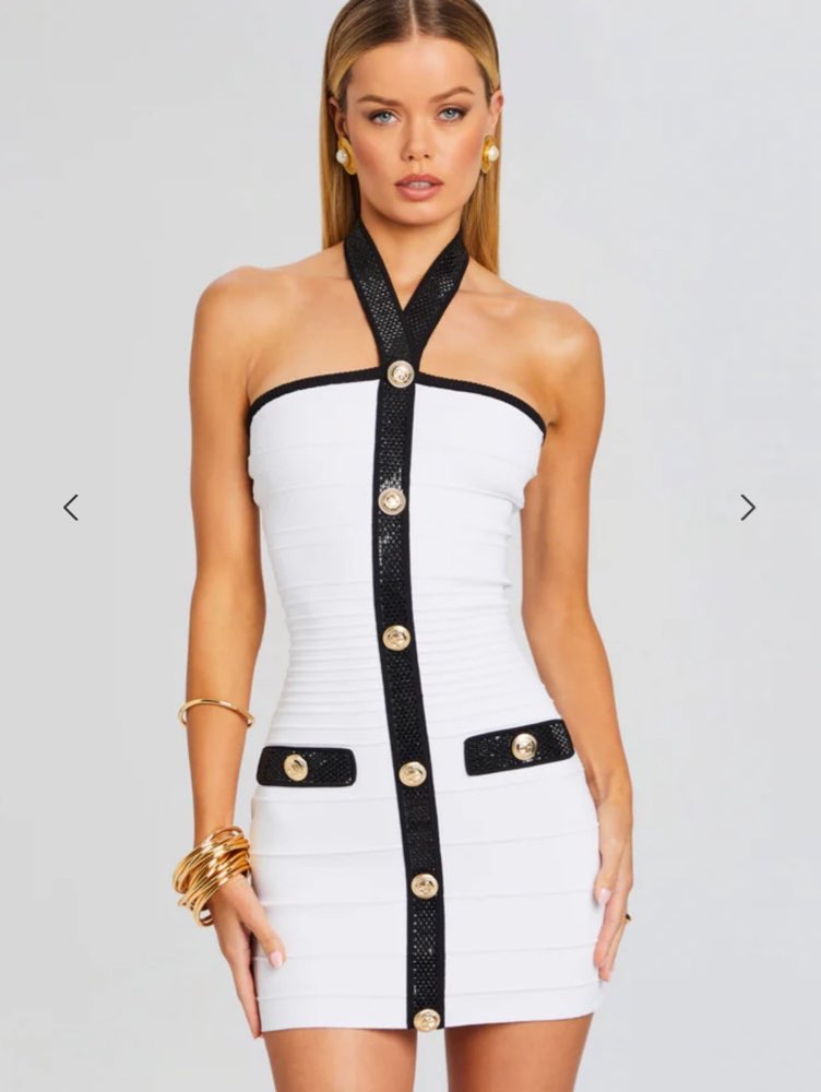 White Halter Bodycon Mini Dress