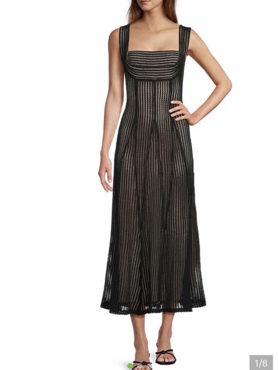 Black Textured Knit Midi Dress