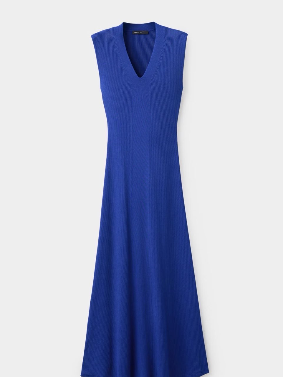 V neck knitted navy maxi dress
