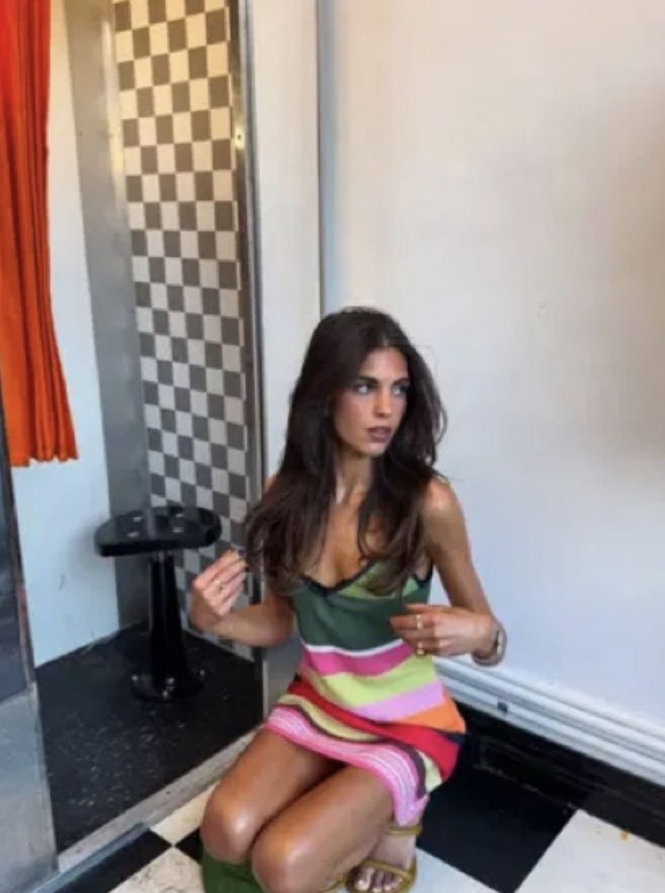 Multicolor Striped Slip Dress