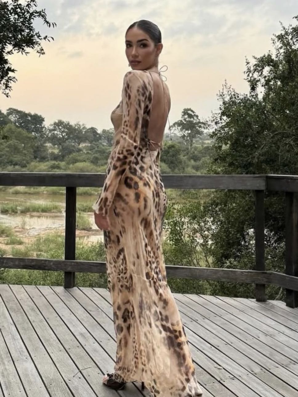 Animal Print Long Sleeve Dress
