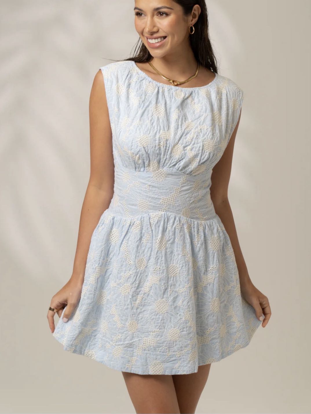 Blue floral mini dress