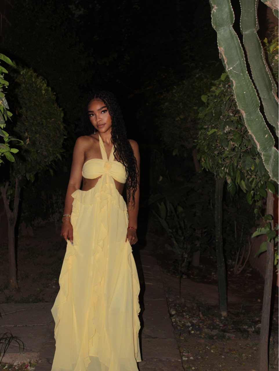 Light Yellow Halter Neck Maxi Dress