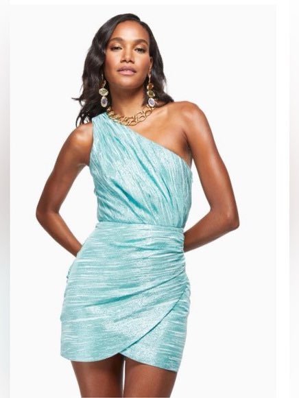 Linda One Shoulder Mini Dress In Blue Topaz
