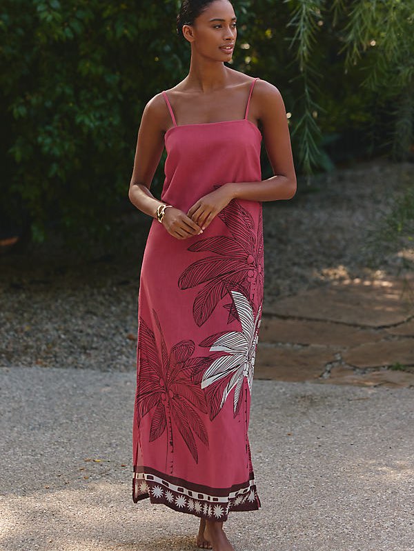Anthropologie pink maxi dress