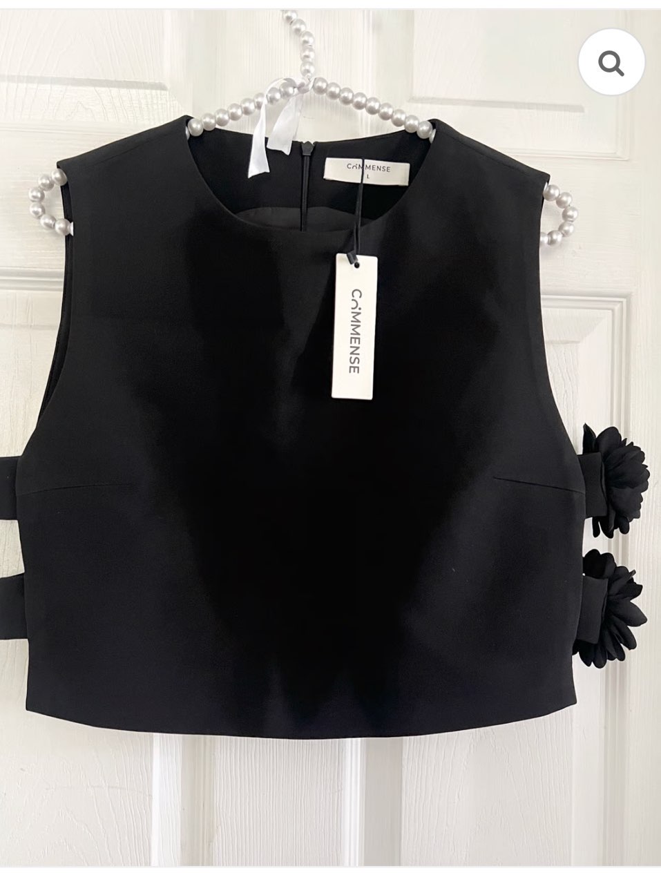 Black Floral Applique Crop Top