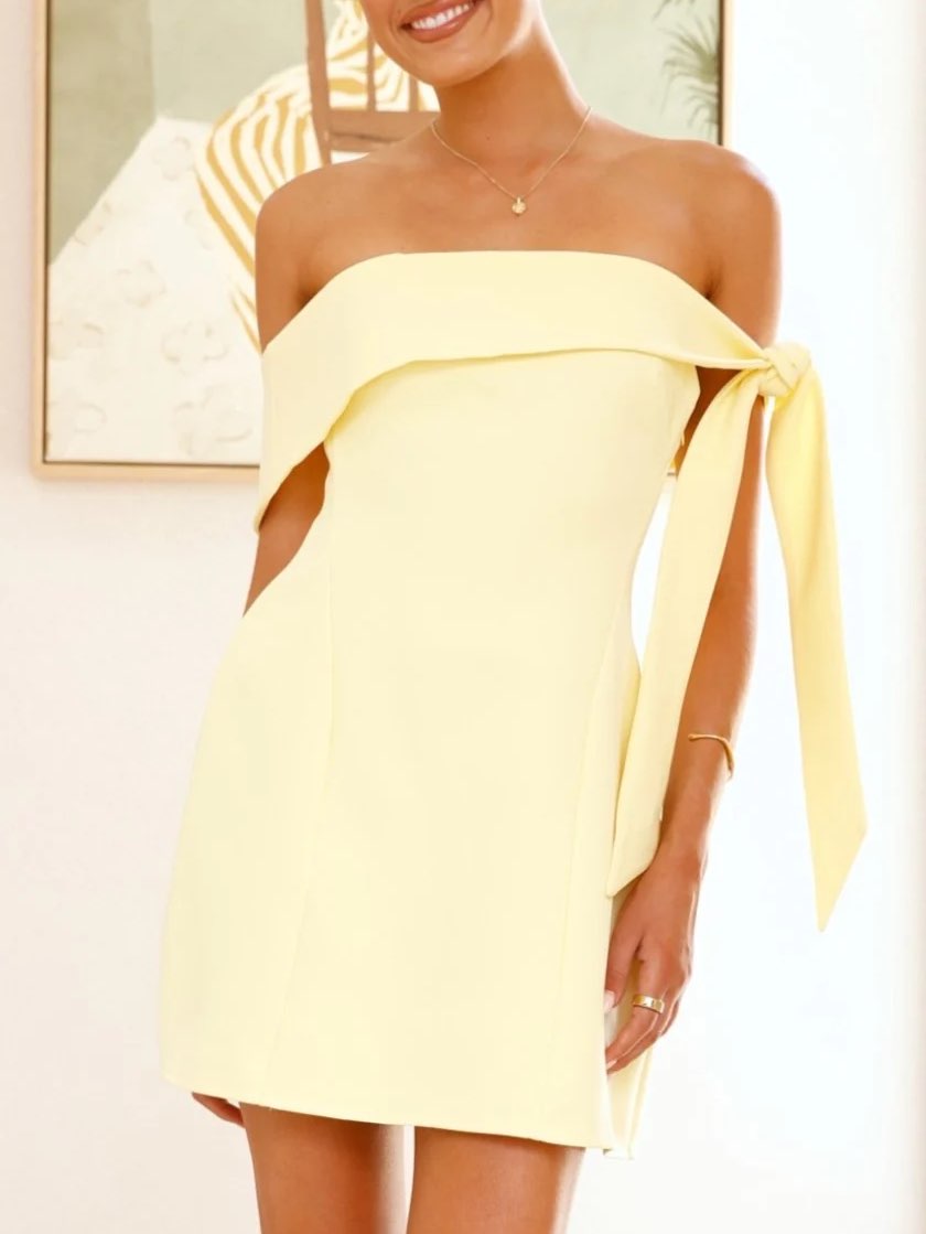Halen Off Shoulder Mini Dress Lemon
