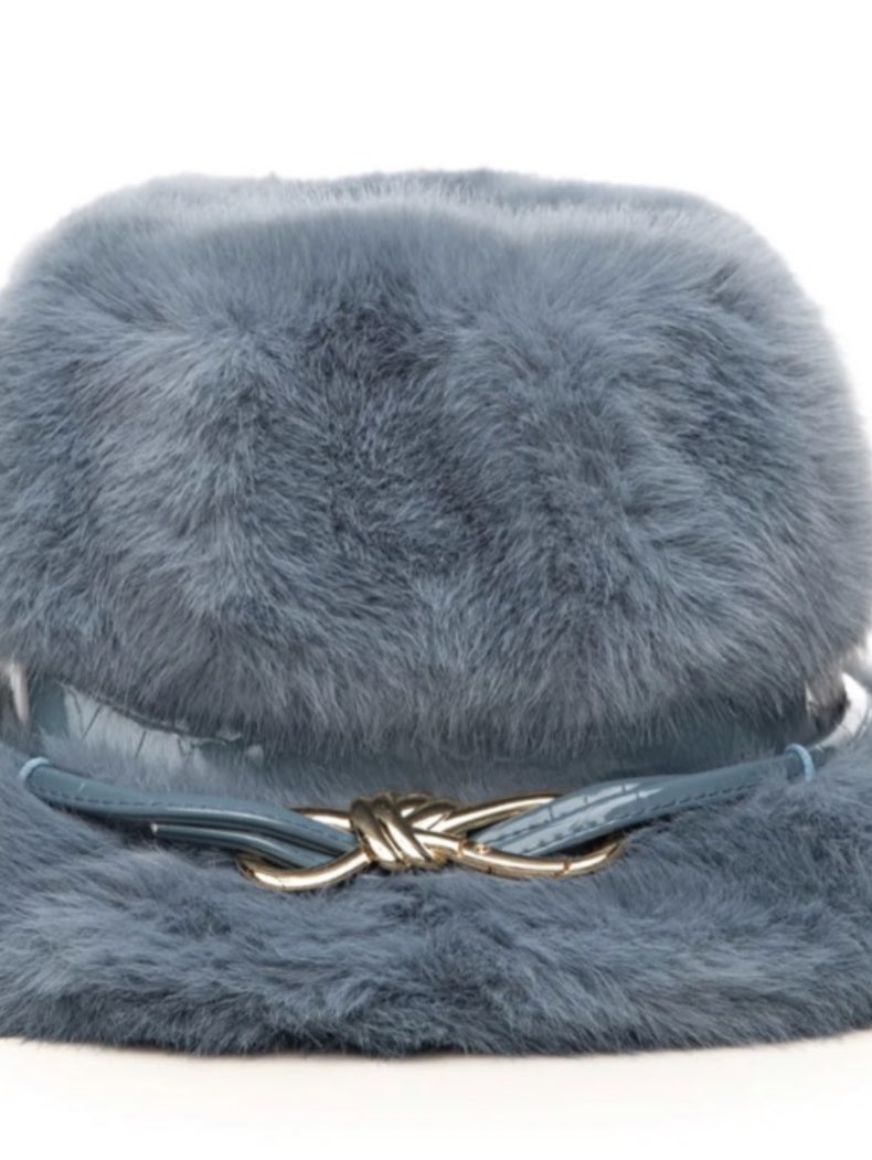Faux Fur Bucket Hat with Croc-Embossed Band