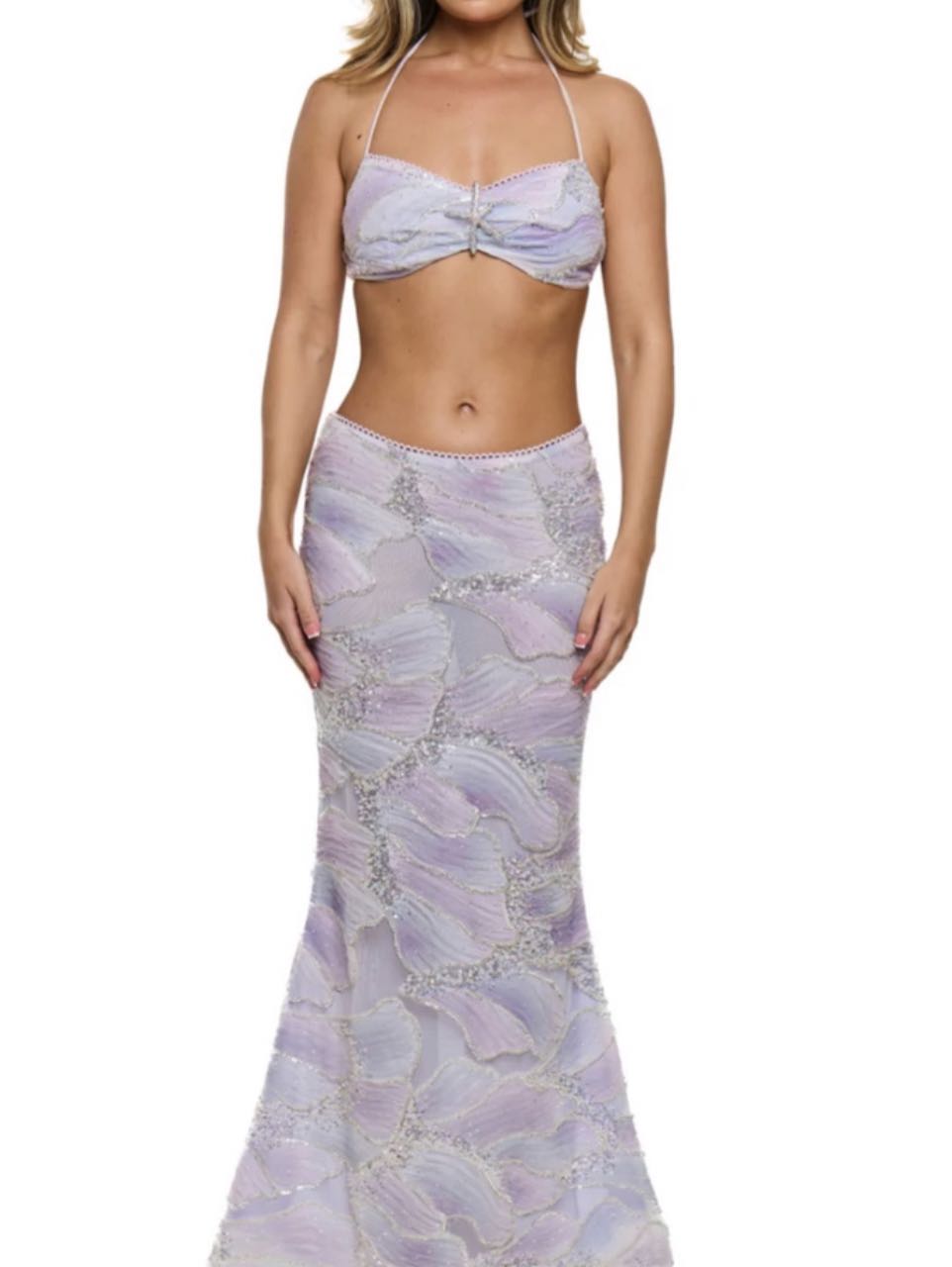 Lavender Sequin Embellished Two-Piece Set