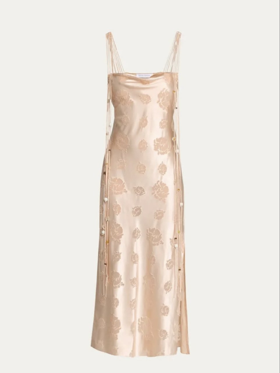 Aje Pink Floral Jacquard Beaded Slip Midi Dress