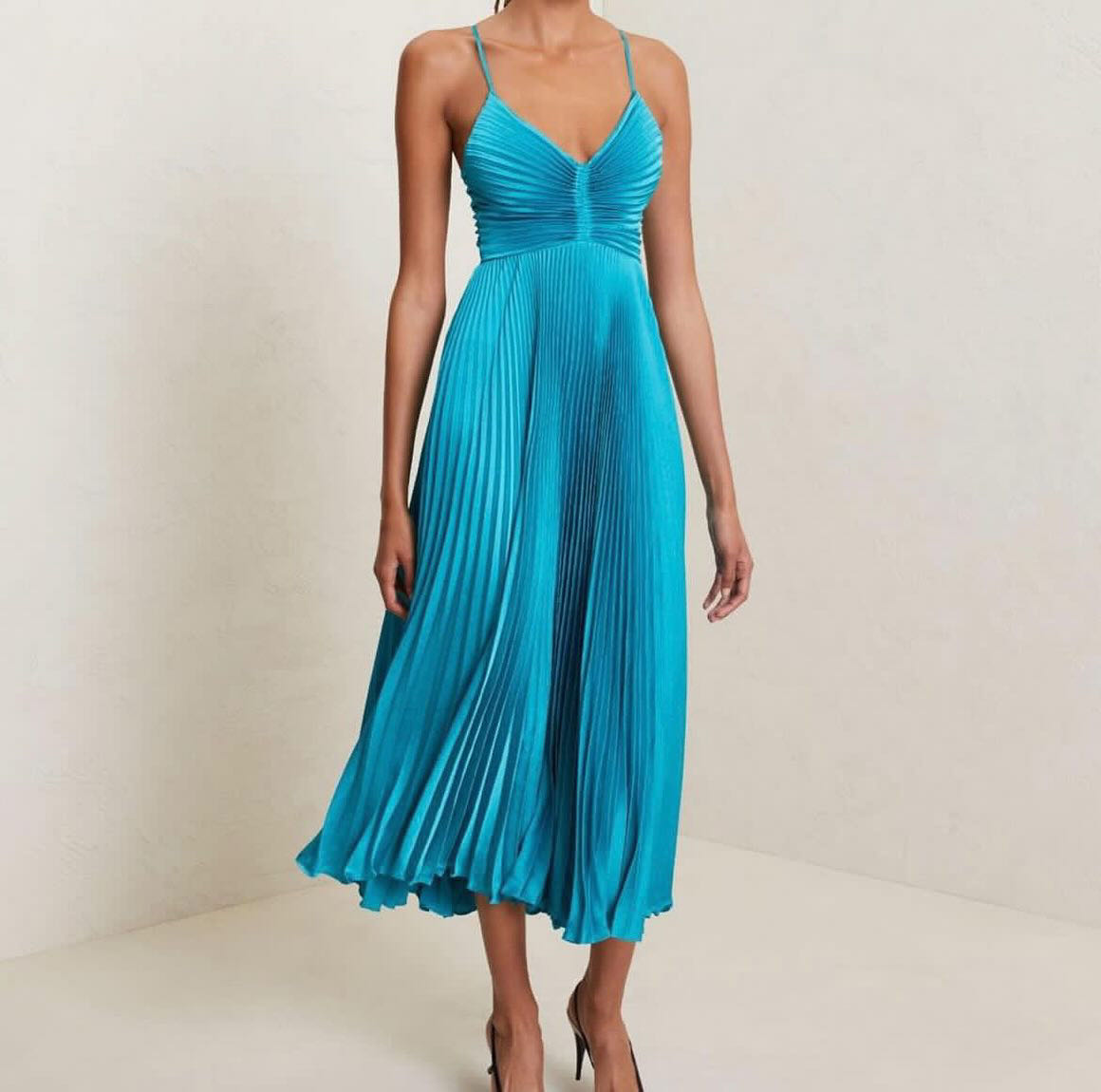 Pleated Satin Dress