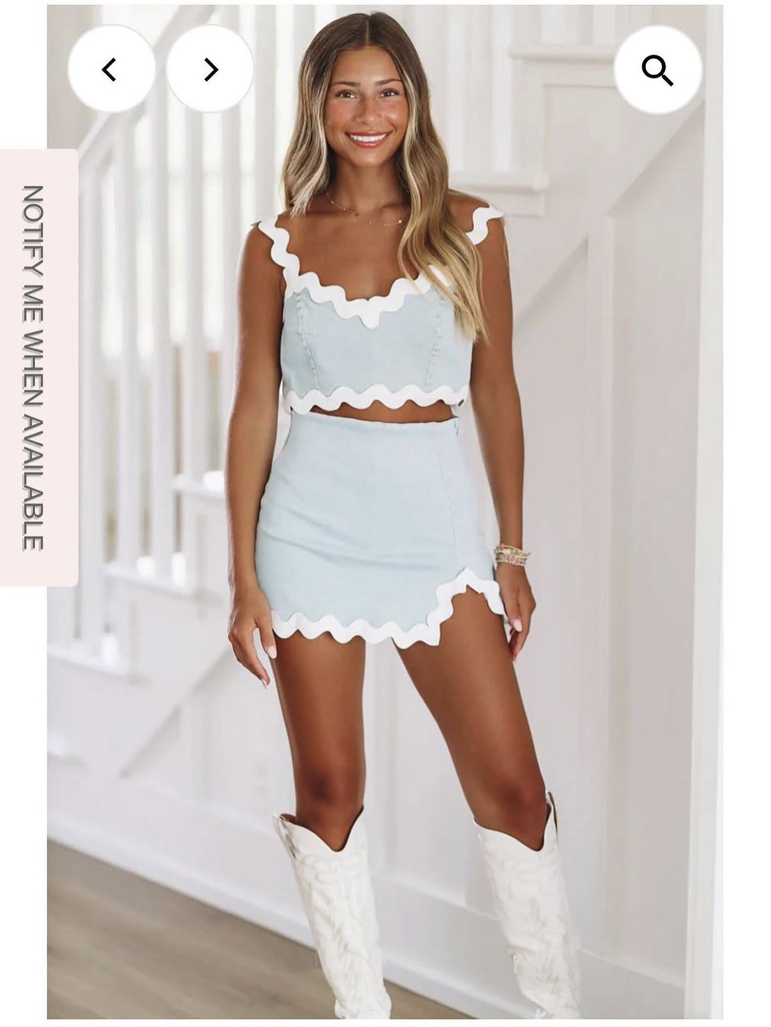 Light Blue Crop Top and Skirt Set