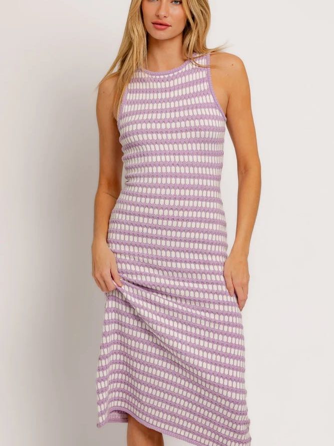 Purple and White Maxi Dress