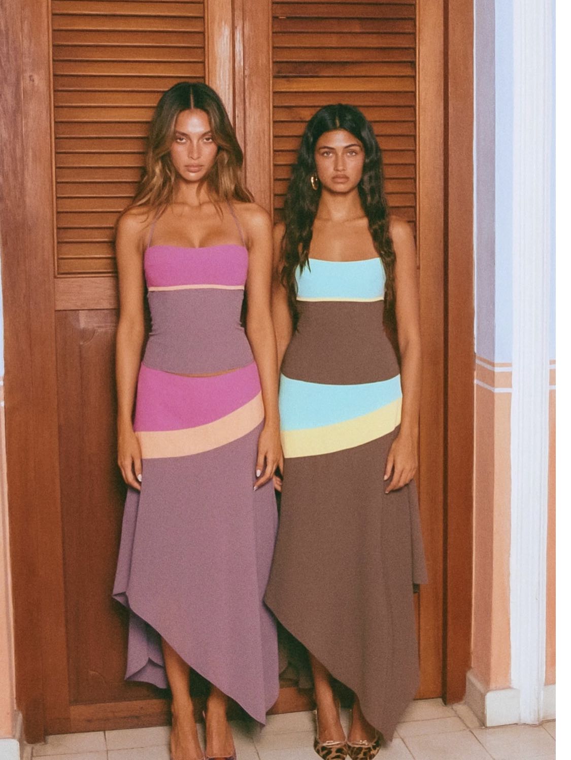Purple Colorblock Midi Dress