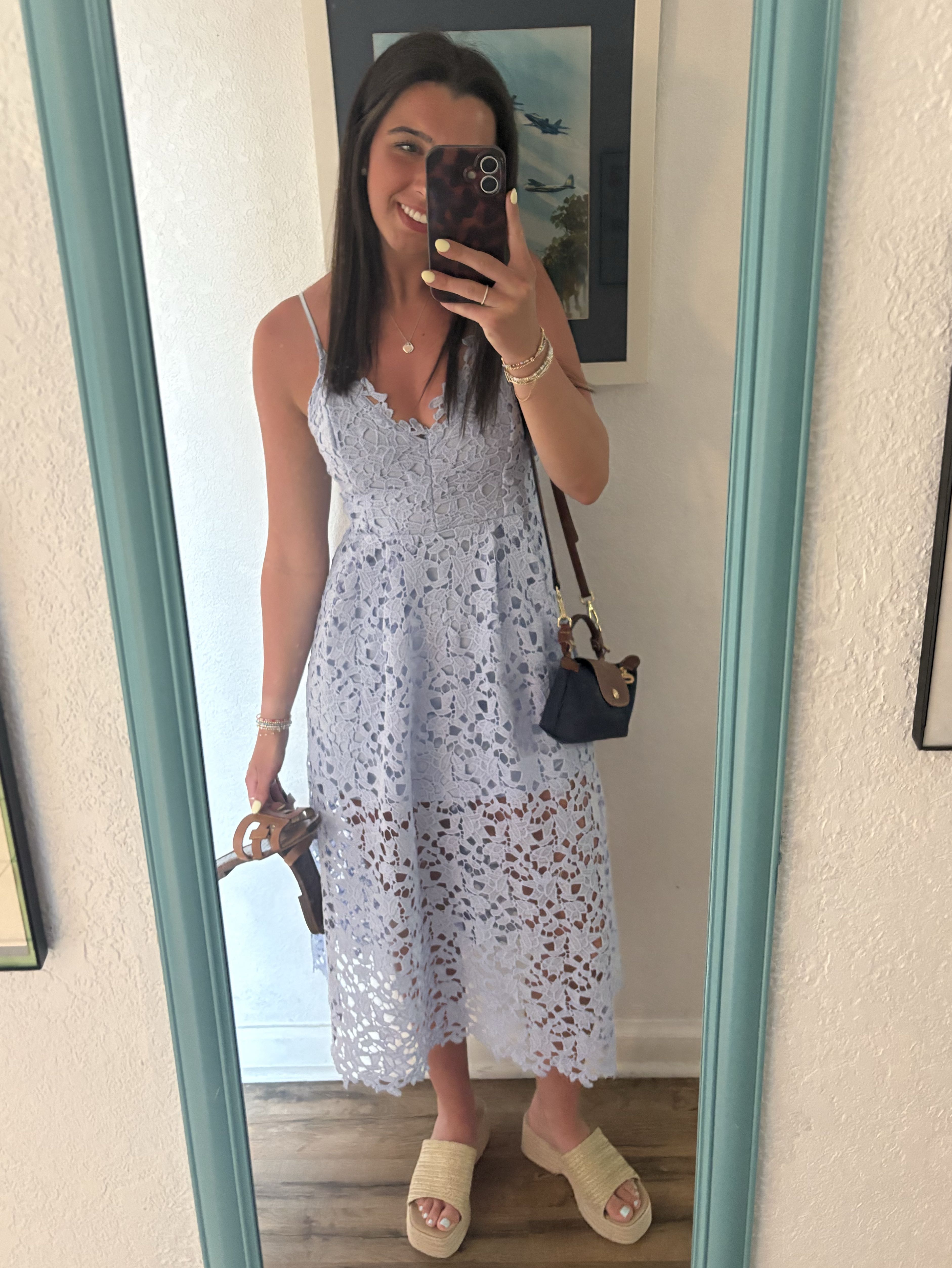 Light Blue Lace Midi Dress