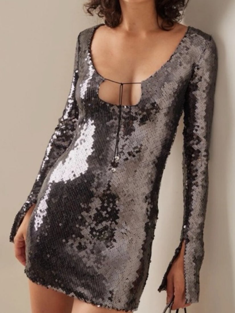 Silver Sequin Mini Dress