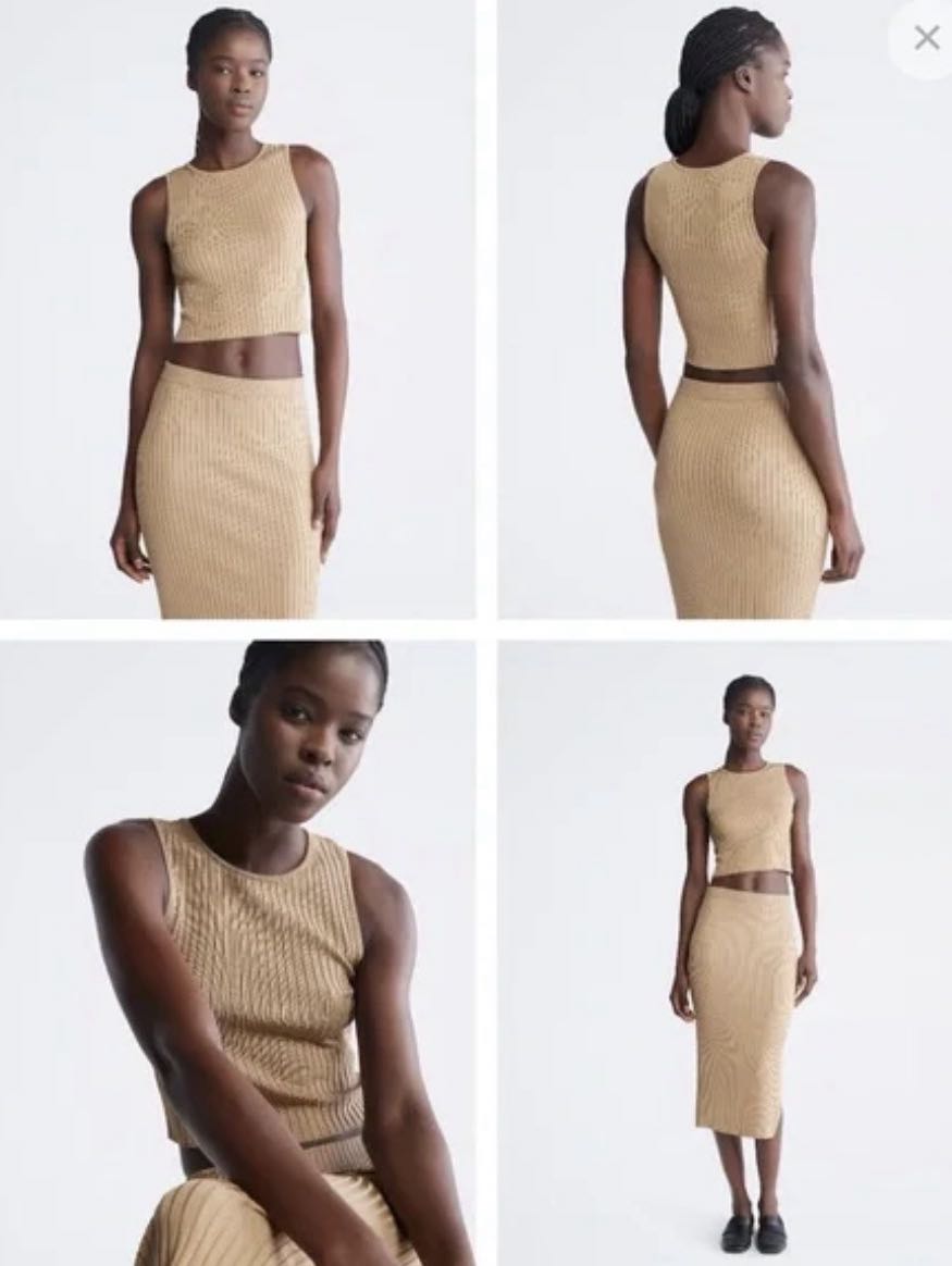 shimmery Gold Zara two piece skirt and top set