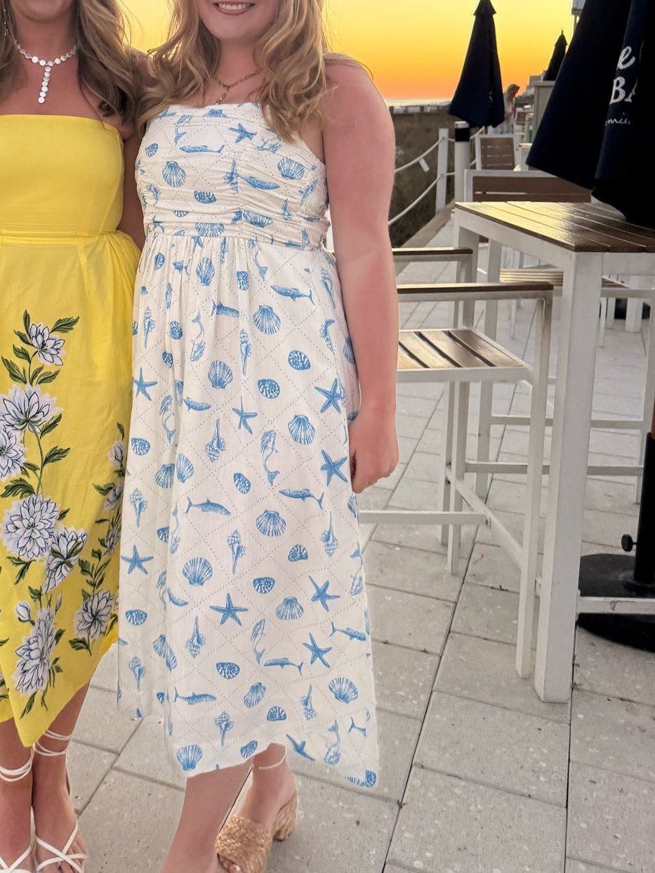Seashell & Starfish Print Midi Dress