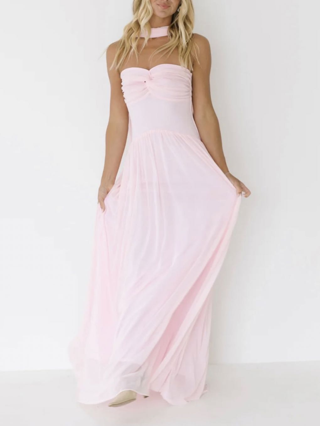 Light Pink Strapless Maxi Dress