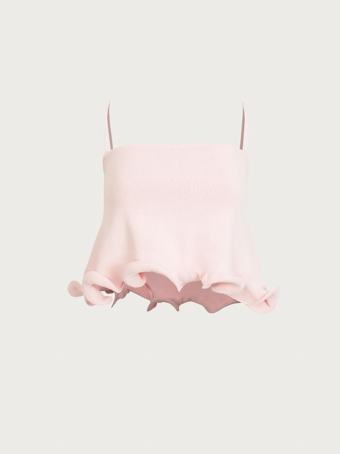 Pink Ruffle Hem Tank Top