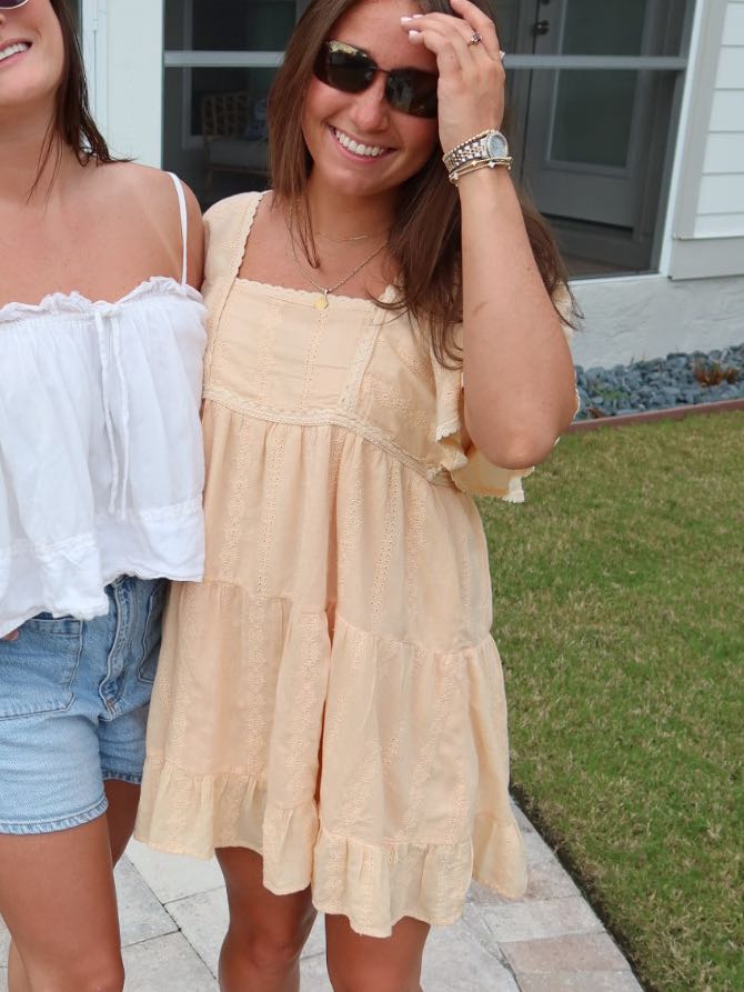 yellow eyelet dress