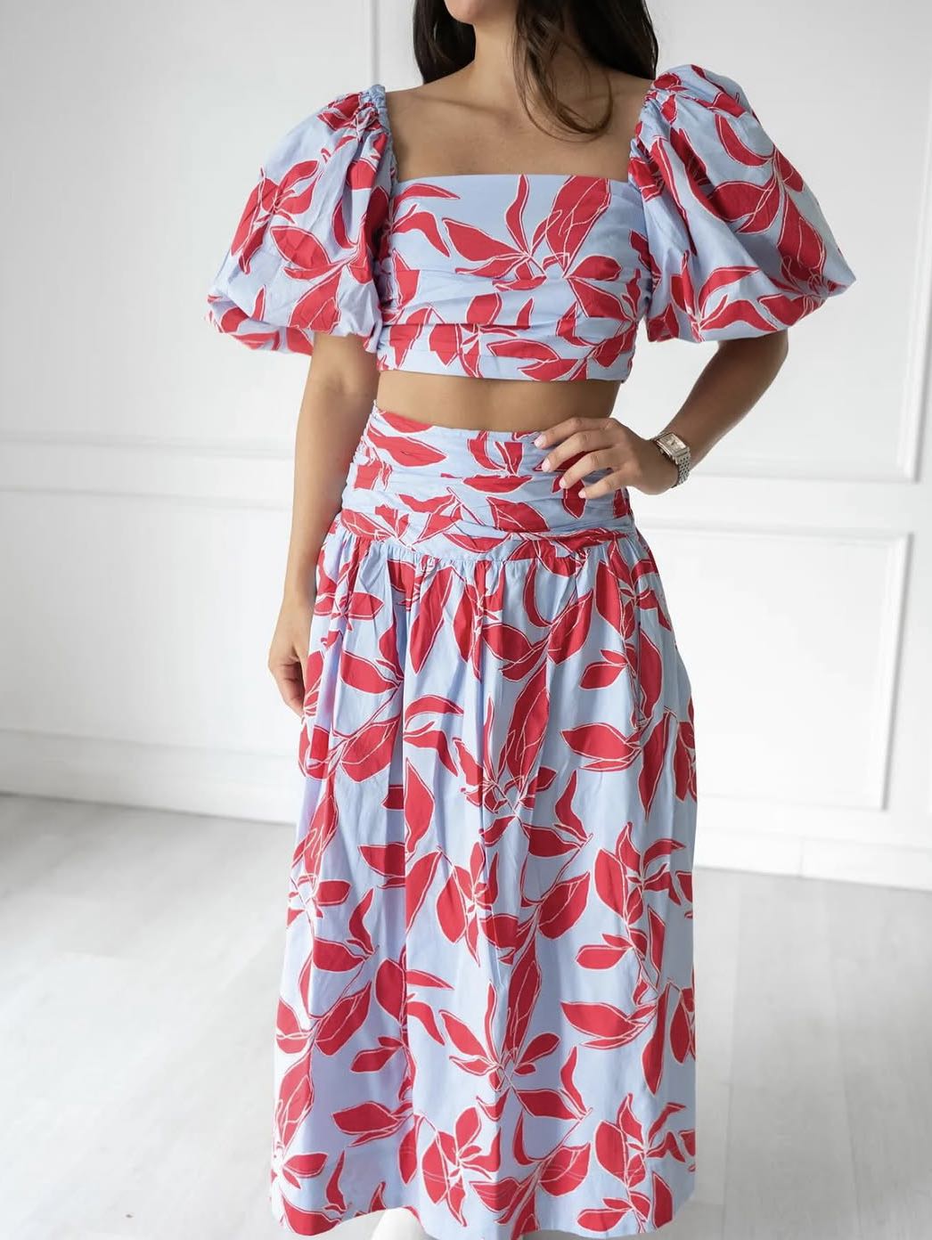Floral Puff Sleeve Set
