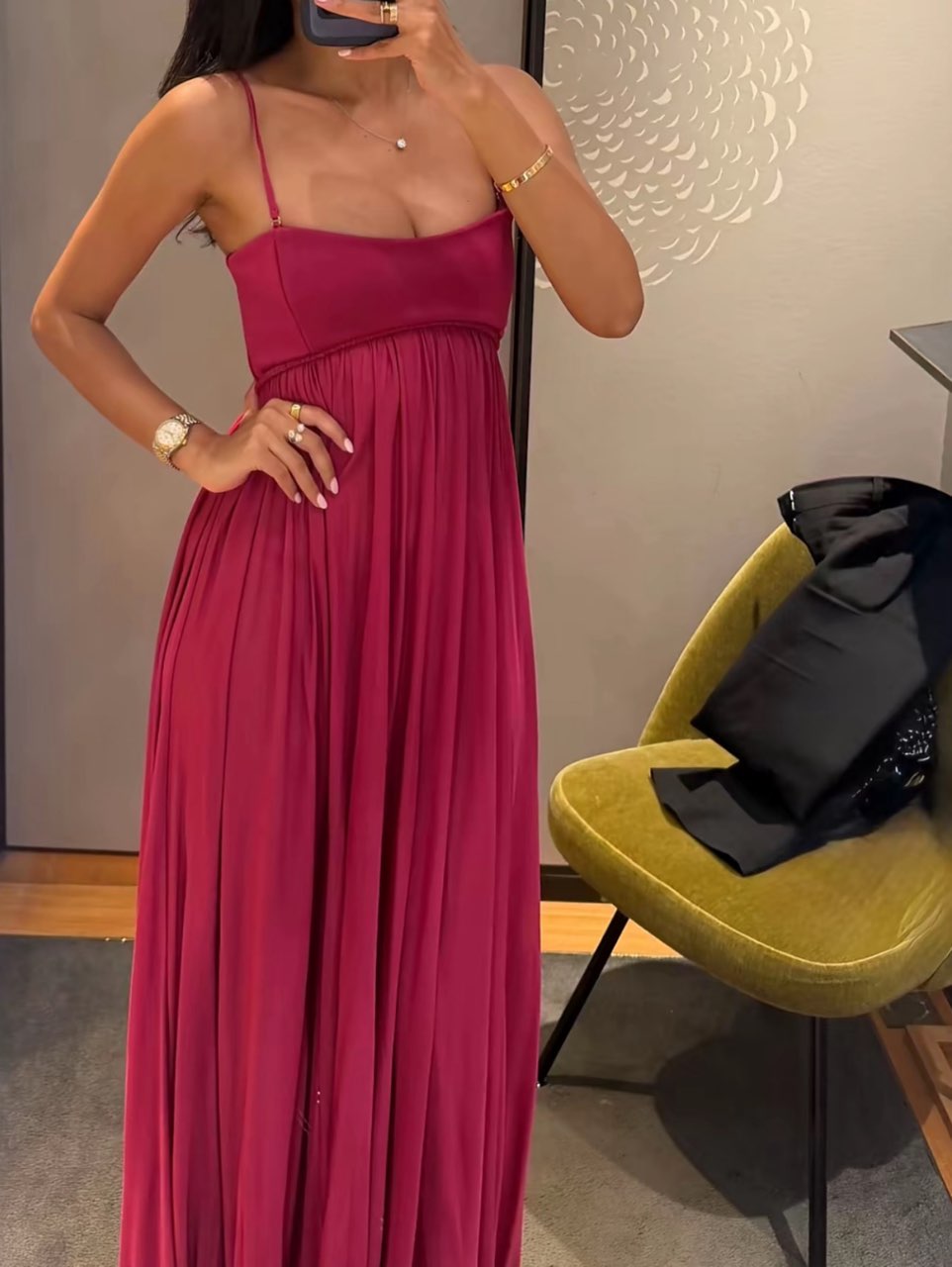 Magenta Strappy Maxi Dress