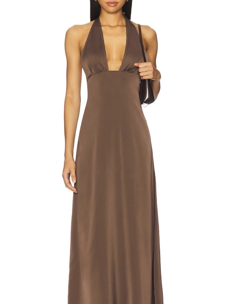 Brown Halter Neck Maxi Dress