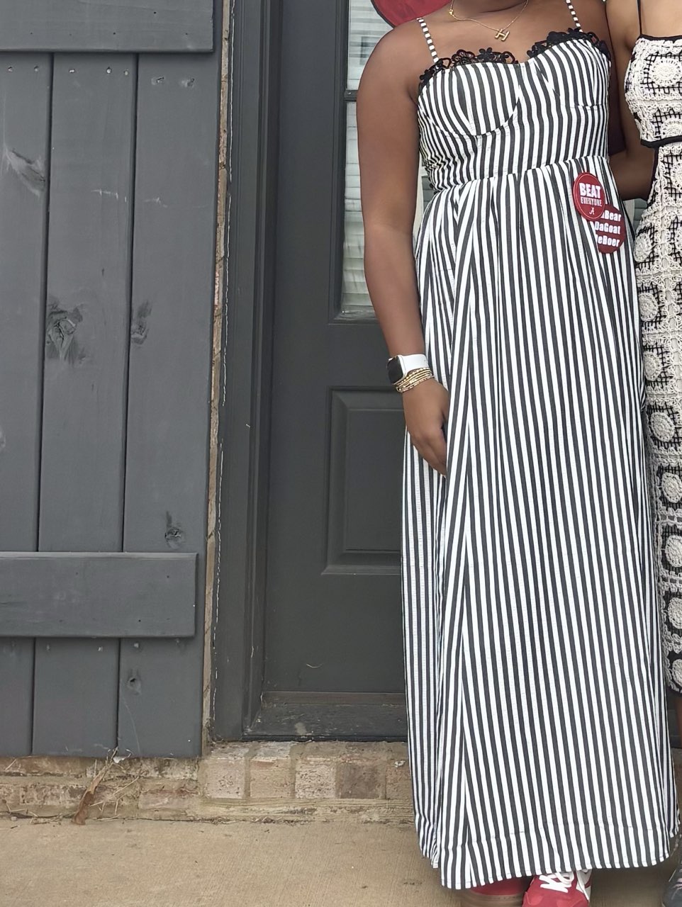 Black and White Striped Maxi Dress