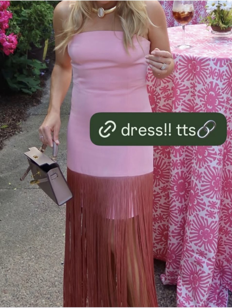 Strapless Fringe Maxi Dress