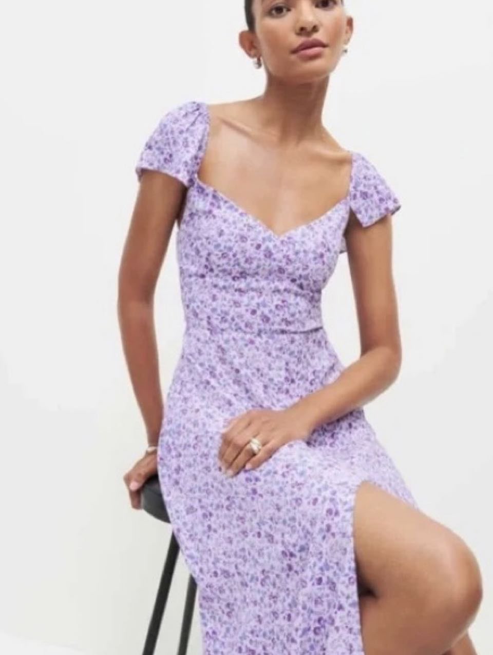 Lavender Floral Midi Dress